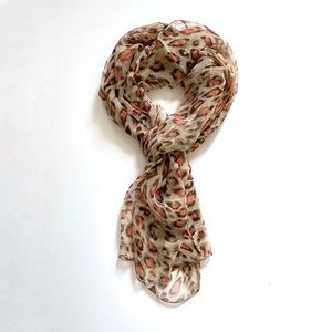 NWOT Orange & Tan Animal Print Lightweight Flowy Scarf
